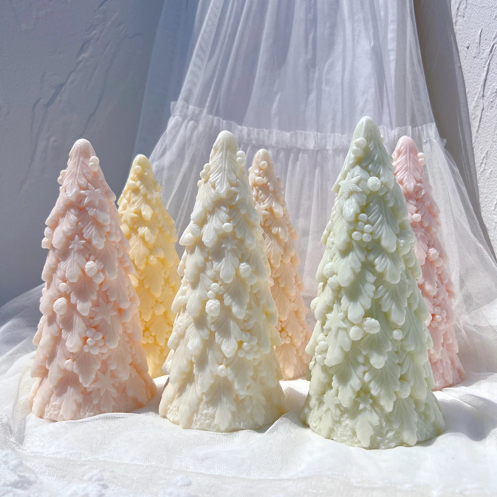 Pink, gold and cream textured Christmas tree casting group