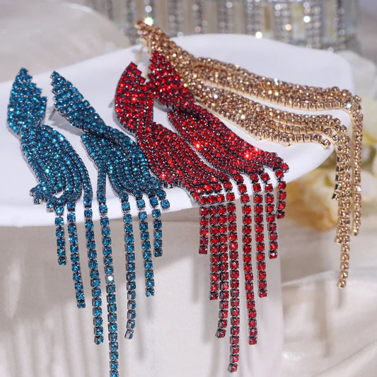 Long Full Rhinestone Earrings