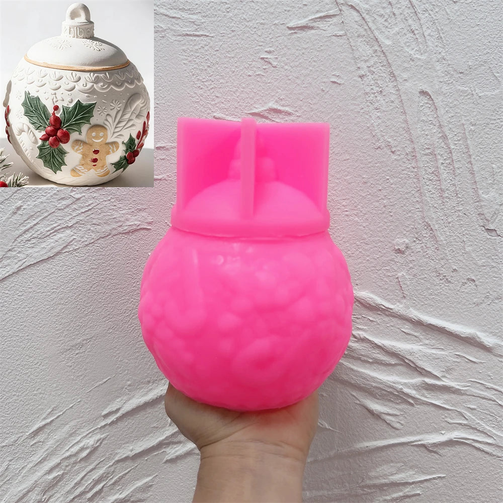 Pink silicone mold for holly gingerbread ornament vessel SZ944