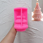 Pink silicone pompom knit-tier tree mold