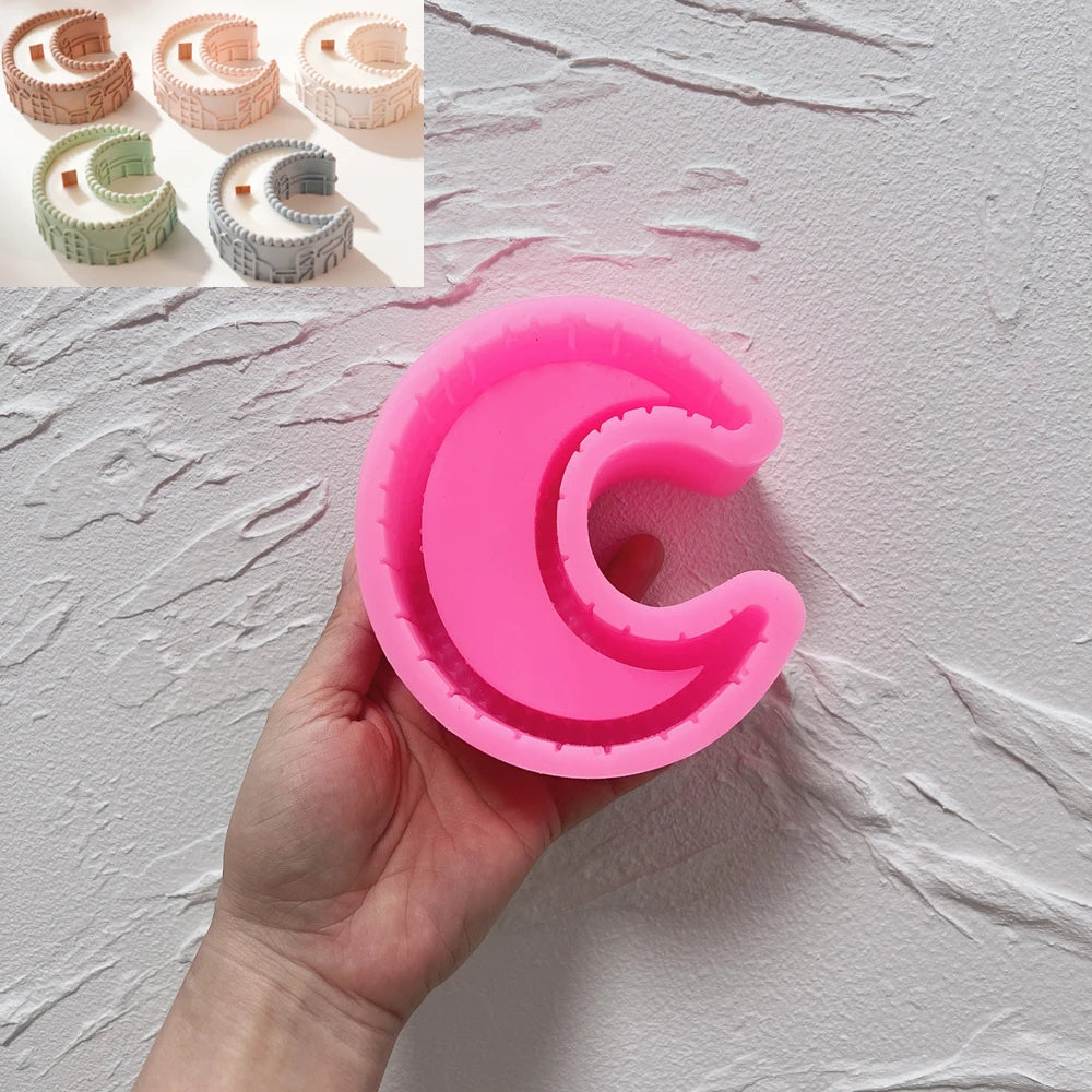 Pink Crescent holder silicone mold