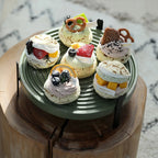 Round green grooved tray with dessert display props