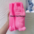 Pink silicone mold labeled standing cat design with a casting reference