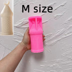 Pink silicone mold for medium-height crescent pillar candle design