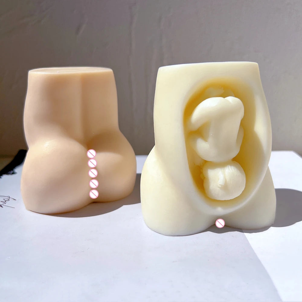 Front and rear views of the stylized pregnancy torso