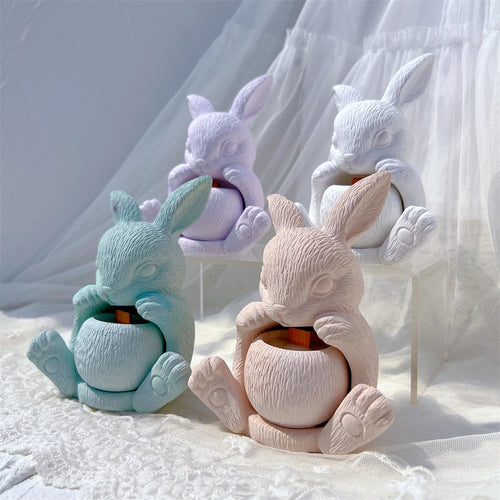 Rabbit holder castings with long ears open bellies and rounded cups