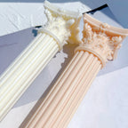 Close-up of two column shafts and ornate capitals