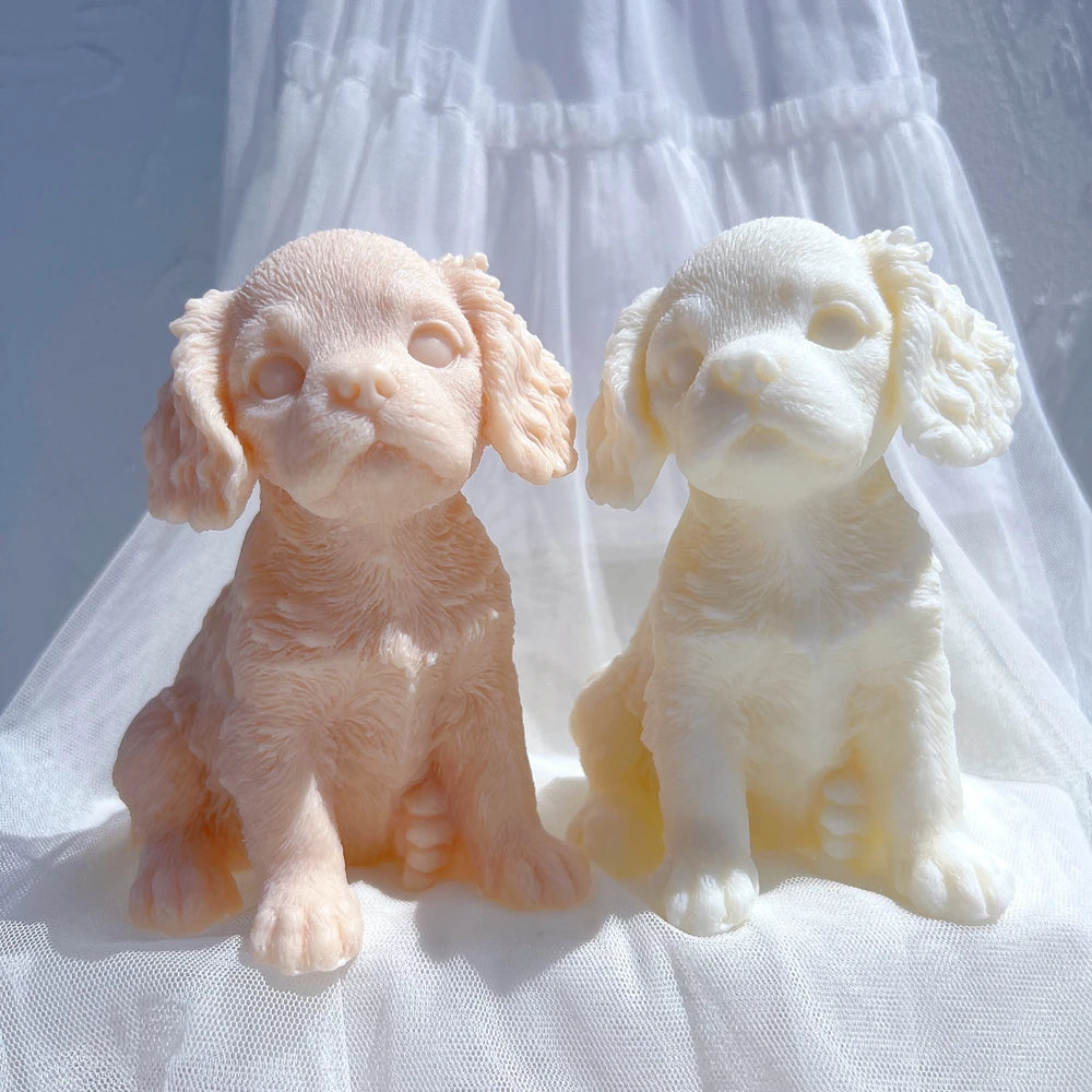 Peach and cream seated puppy castings with wavy floppy ears
