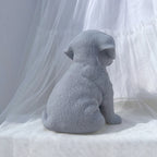 Rear view of puppy fur texture and curled tail