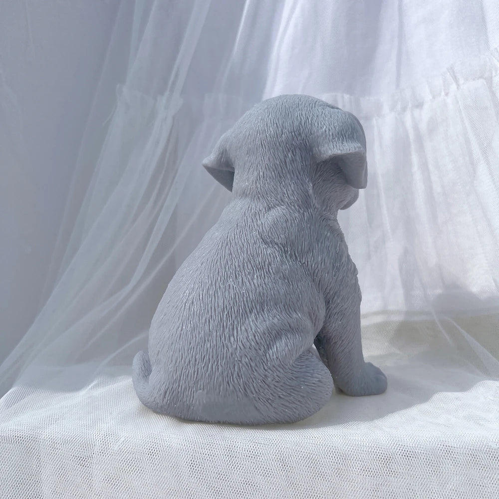 Rear view of puppy fur texture and curled tail