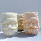 Three Santa face pillar candle examples