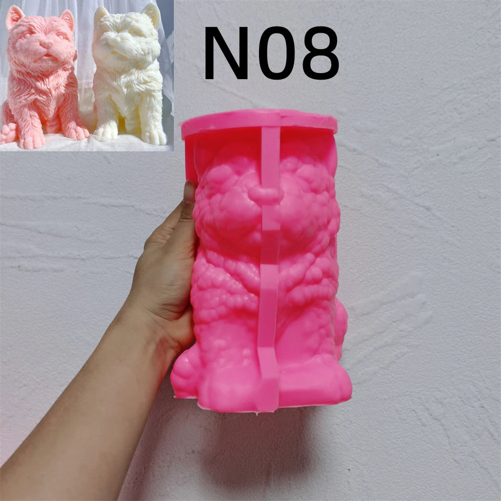 Pink silicone mold for terrier-style puppy design N08