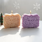 Cream and purple floral Merry Christmas sign candles