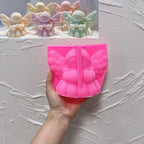 Pink silicone mold for praying angel with joined hands and wings