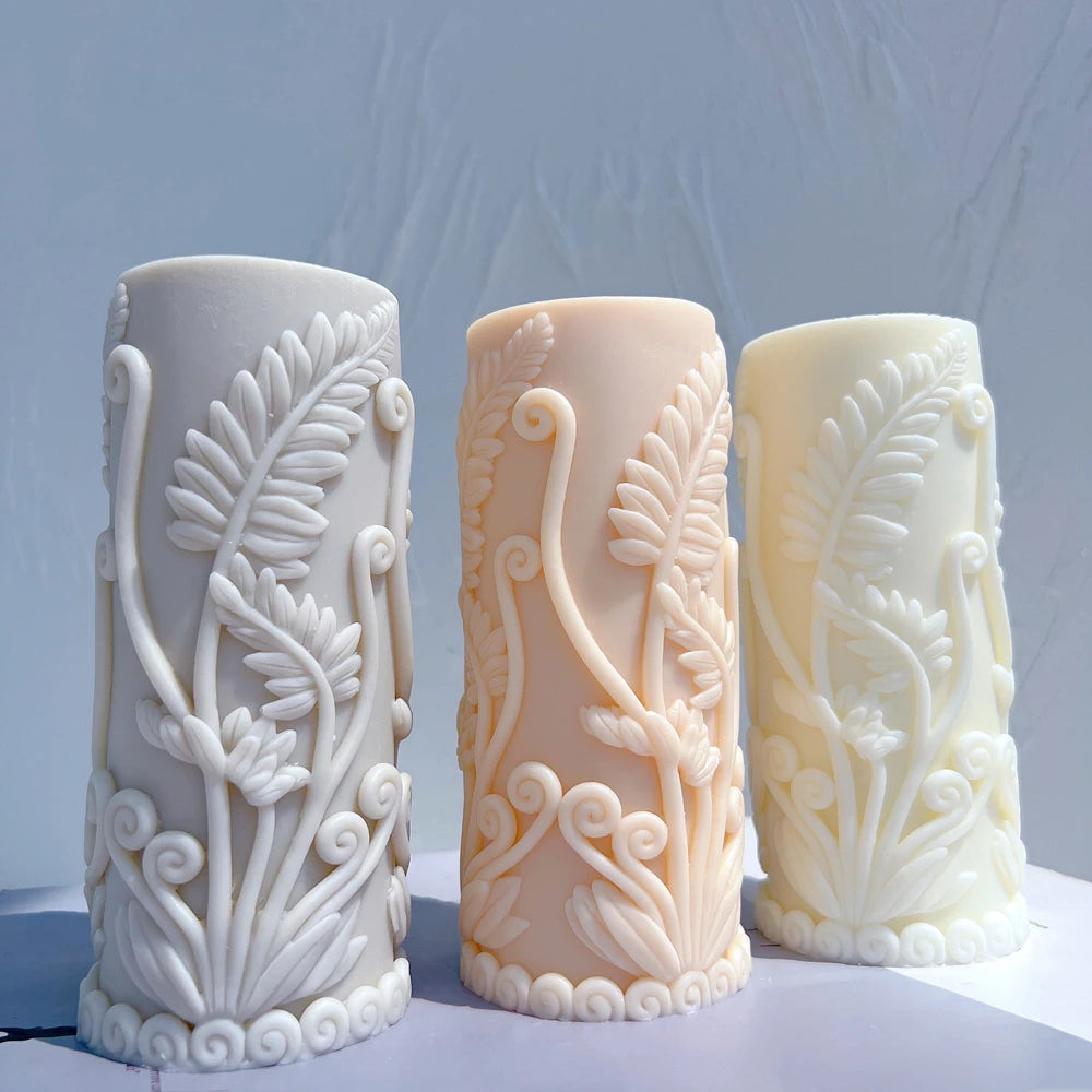 Three fern relief pillar castings with beaded lower borders