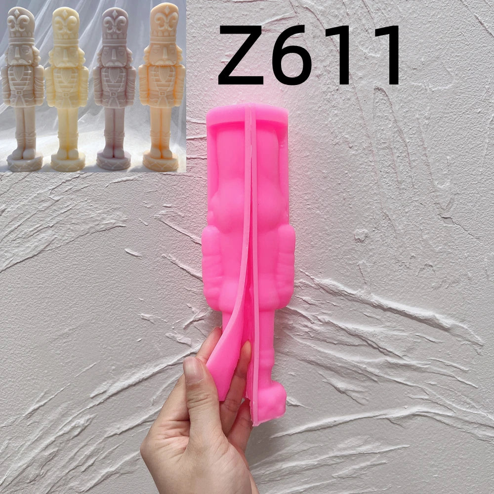 Pink silicone mold labeled Z611 with cream and pastel soldier references