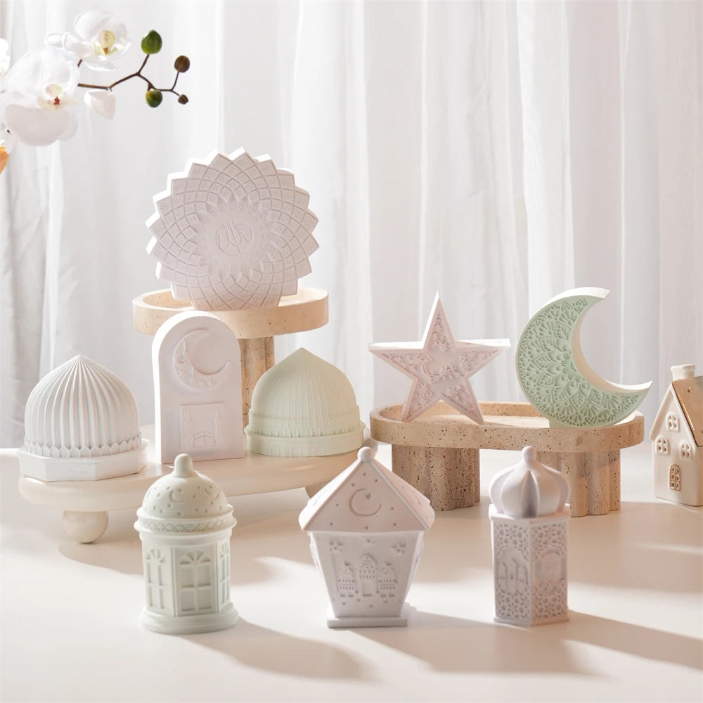 Crescent, star, dome and arched plaque castings in a Ramadan decorative collection