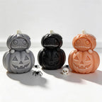 Grey black and cream stacked jack-o-lantern castings