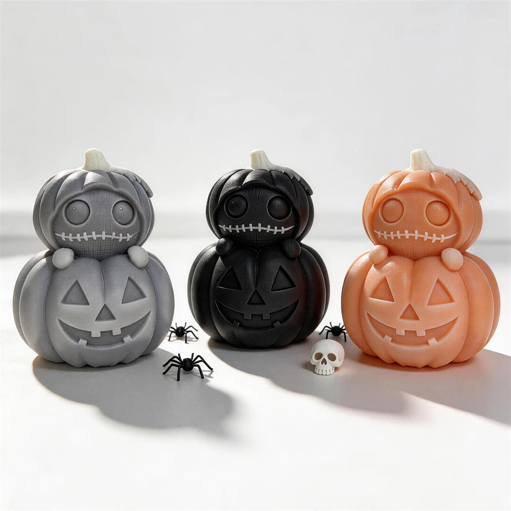 Grey black and cream stacked jack-o-lantern castings
