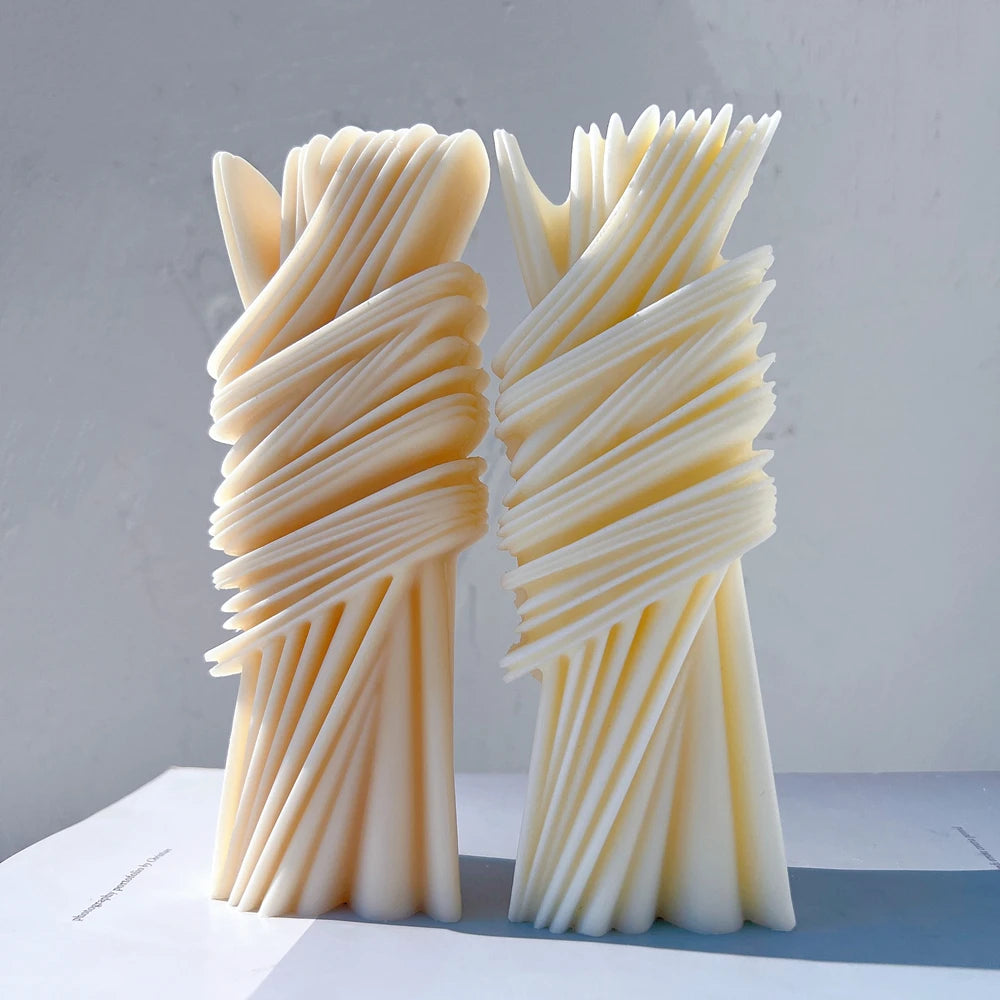 Angled wrapped ribbon castings showing sharp outer ridges