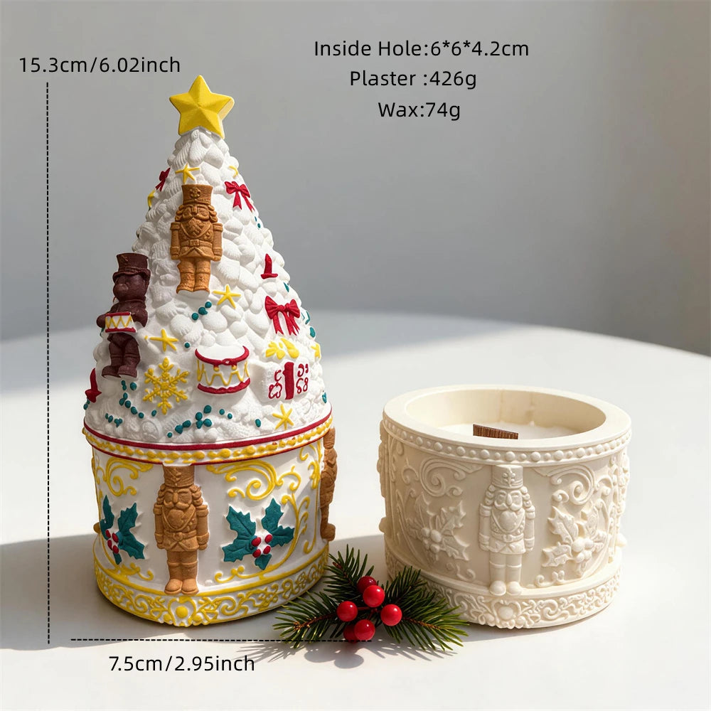 Measurements for tree lidded vessel: 15.3 cm height, 7.5 cm width, 6×6×4.2 cm interior