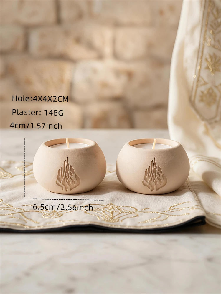 Round candle holder castings with flame relief and size notes