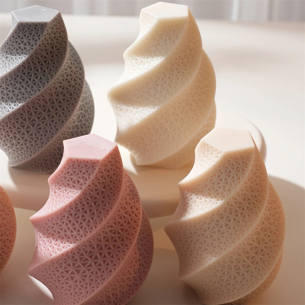 Pastel swirl pillar candle examples arranged together