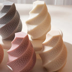 Pastel swirl pillar candle examples arranged together