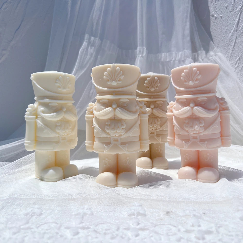 Cream and pink compact nutcracker castings with moustaches