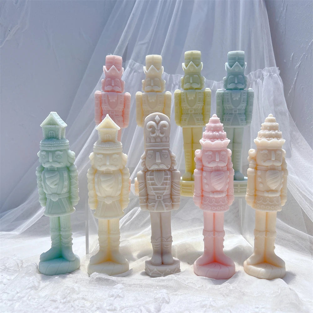Traditional nutcracker soldier castings in several pastel colors with varied hats