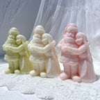 Front view of Santa couples with beards and winter clothing