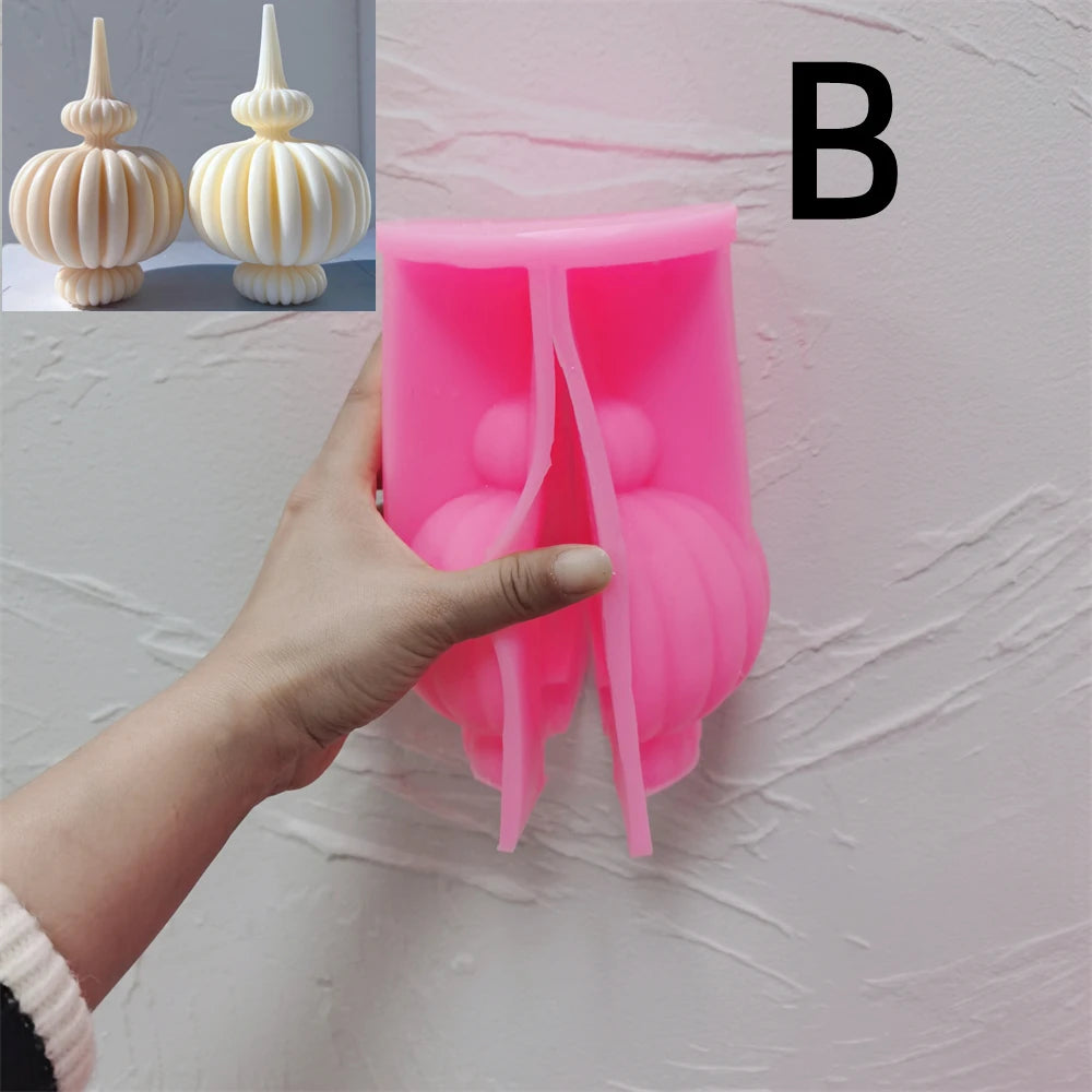 Pink mold for Rounded Pillar B with finished examples