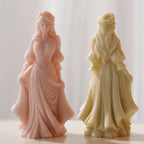 Woman figurine wax castings viewed from front and side
