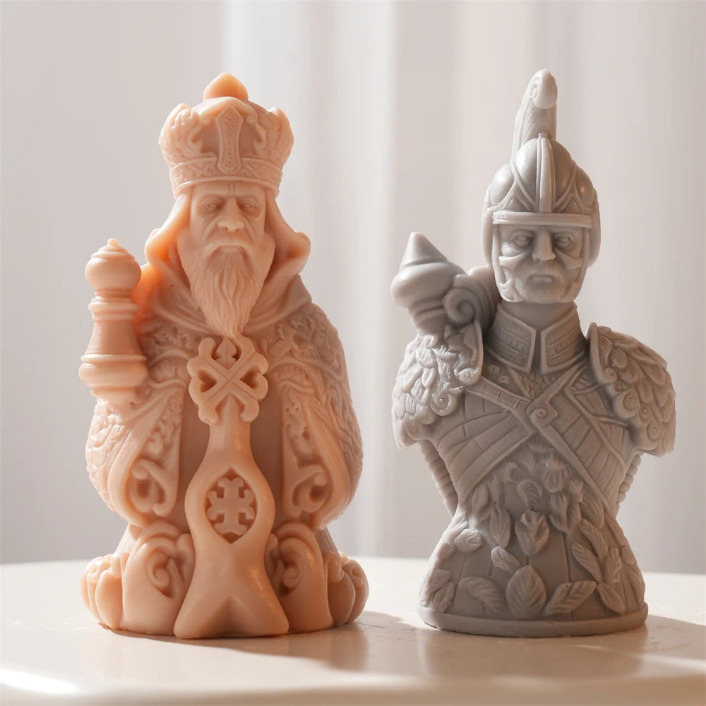 Bearded and helmeted decorative chess figure castings