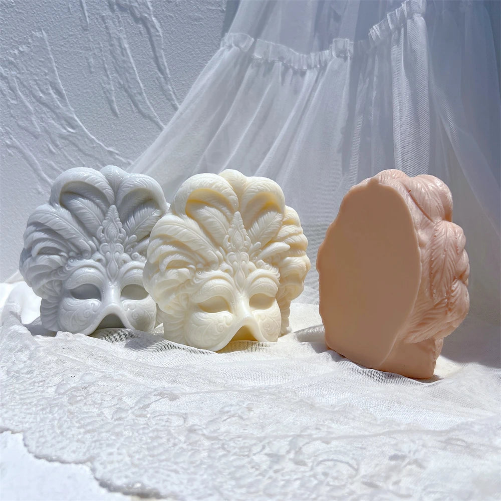 Angled feather relief castings revealing textured edges
