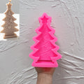 Pink silicone mold for scalloped gingerbread-trim tree candle