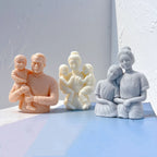Three parent-and-child sculpture designs in pastel wax