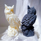 Front and rear views of owl castings showing layered back feathers