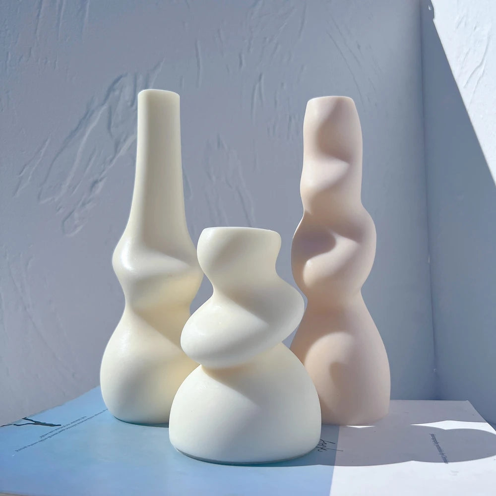 Fluid curve samples displayed together on a blue surface