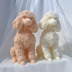 Tan and cream poodle candle samples viewed from the front