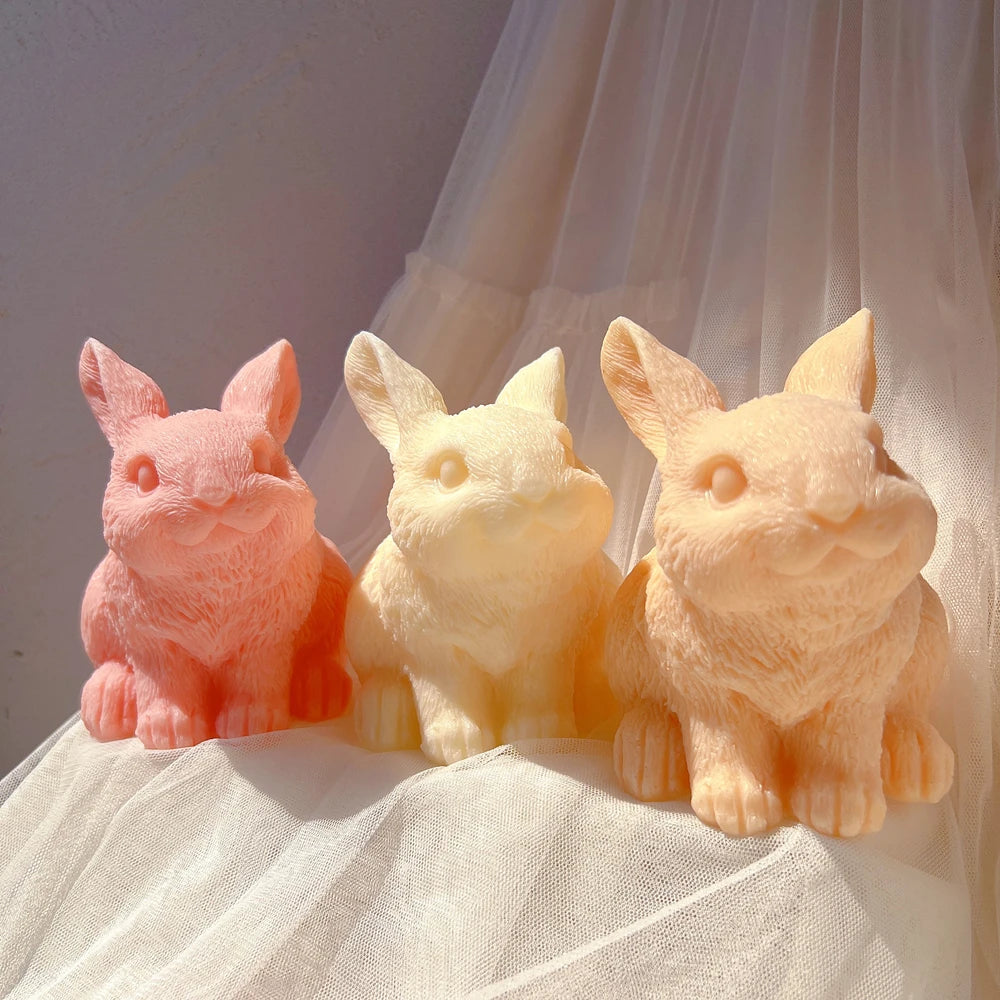 Front view of coral cream and peach rabbit castings