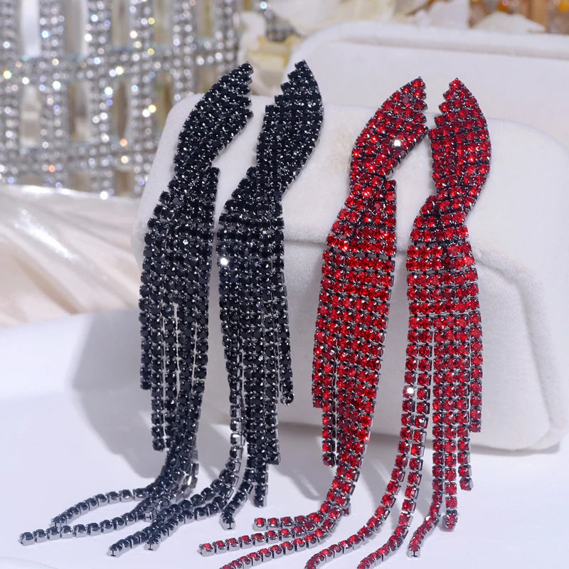 Long Full Rhinestone Earrings