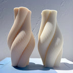 Tall ribbed pillar candle examples viewed from the front