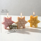Upright star candle size graphic with 9.4 cm height, 10.5 cm width and 111 g wax