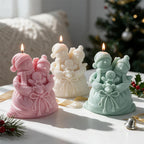 Three gift-sack candles with winter characters