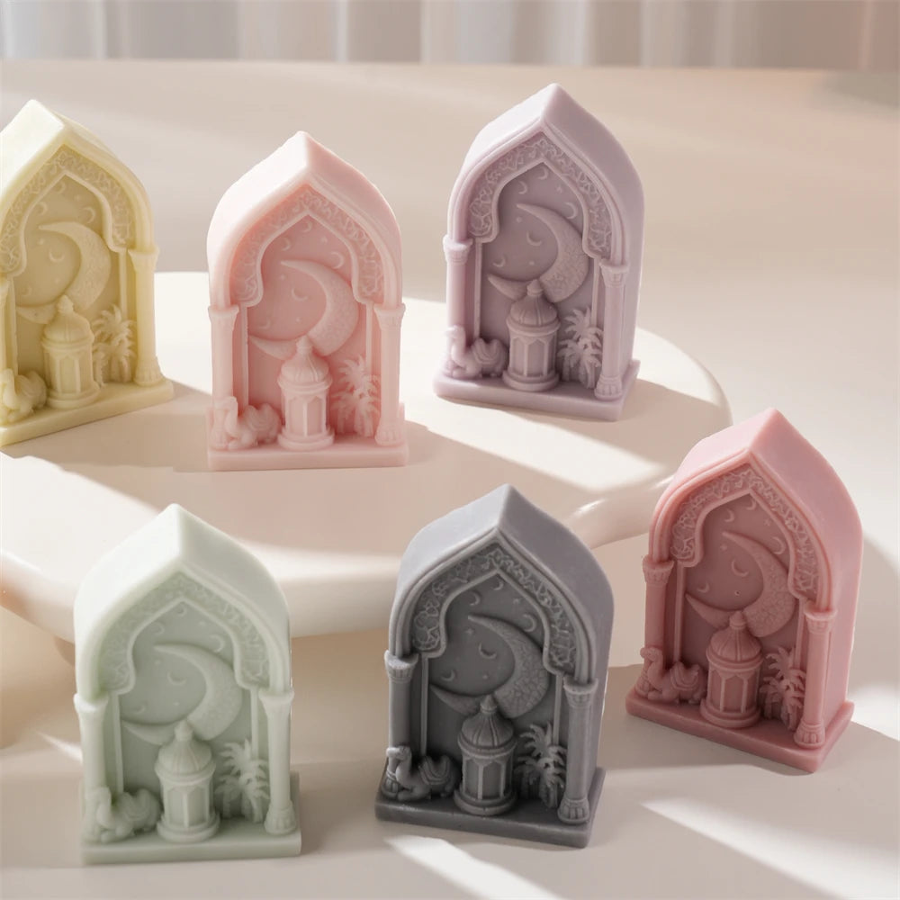Angled standing arch samples showing layered decorative relief