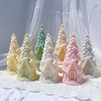 Group of tapering tree cottages with arched doorways