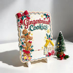 Front view of gingerbread sign lettering and festive border
