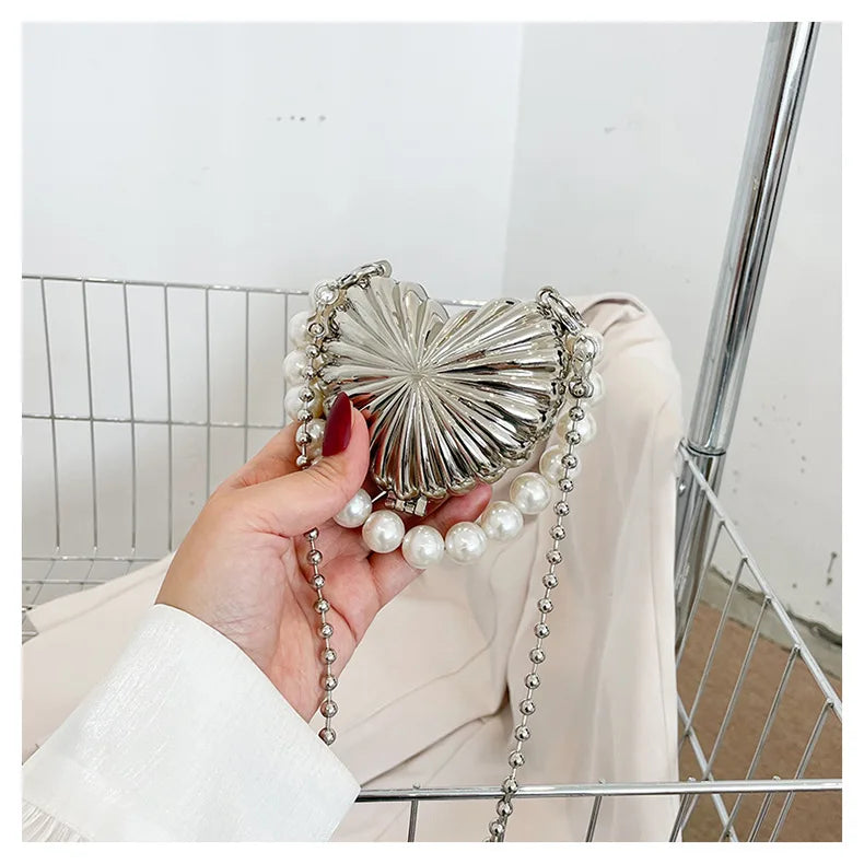 Metallic Mini Heart Handbag