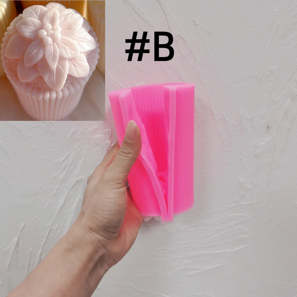 Pink Pointed Petals B pillar mold with matching flower example
